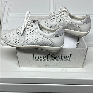 Josef Seibel White and Gray Sneakers with Classic Design-brand new in box